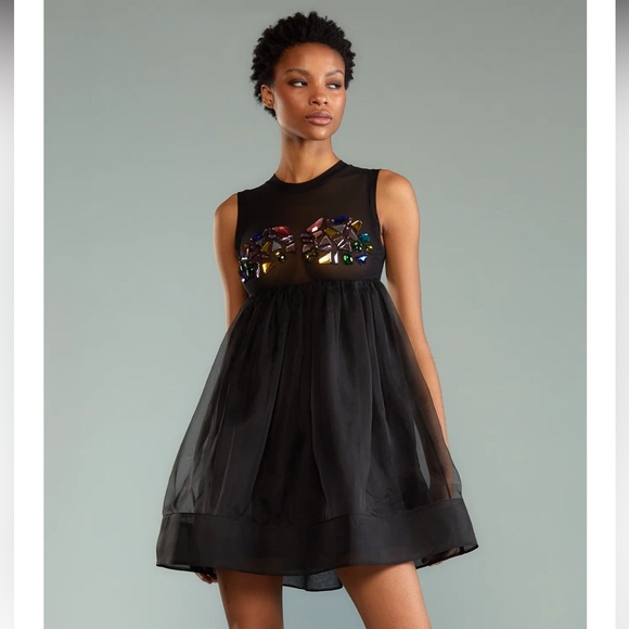 NWT Cynthia Rowley Gems Mesh Organza Empire Dress - Picture 1 of 13